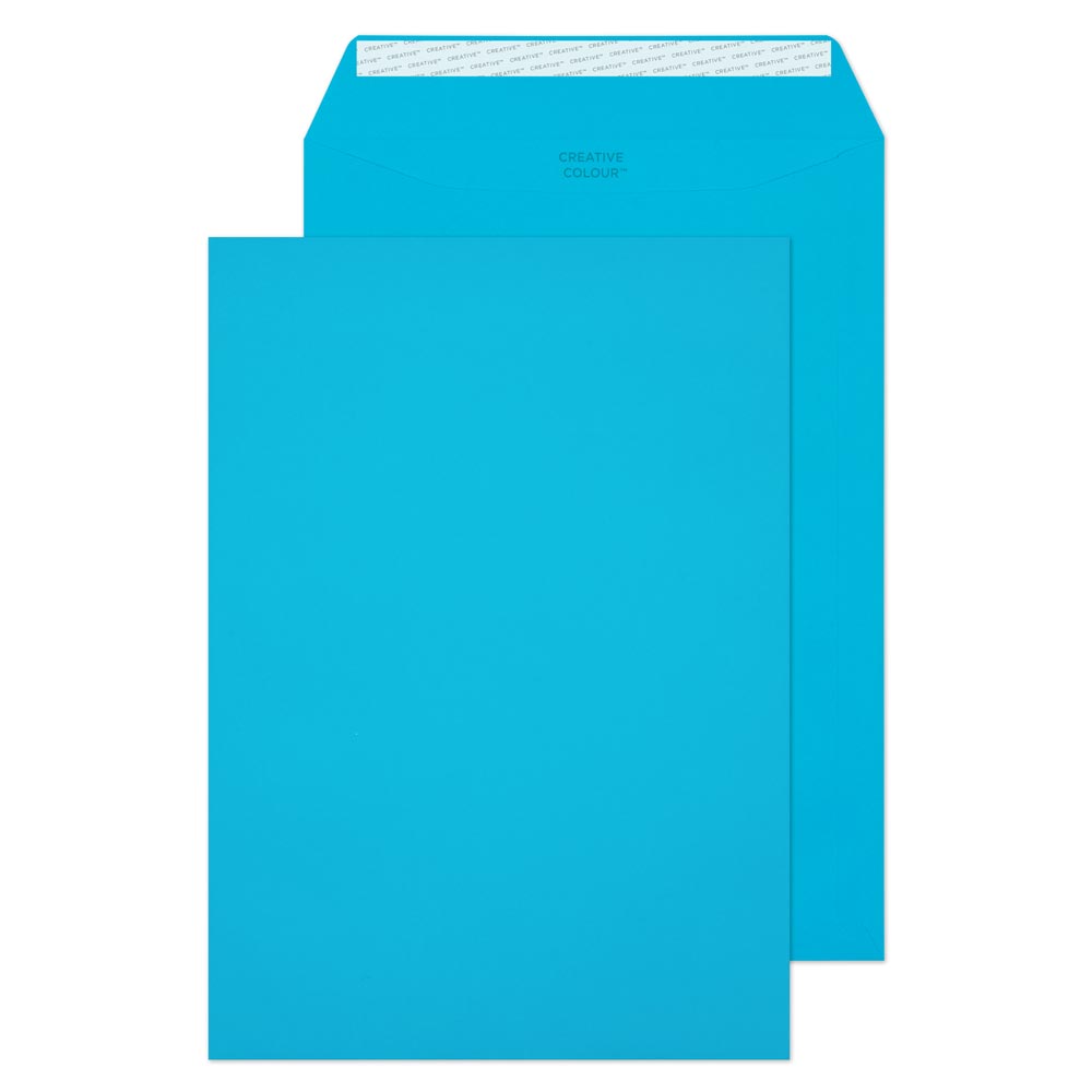 C4 Caribbean Blue 120gsm Peel & Seal Envelopes (Qty 250) 229mm x 324mm ...