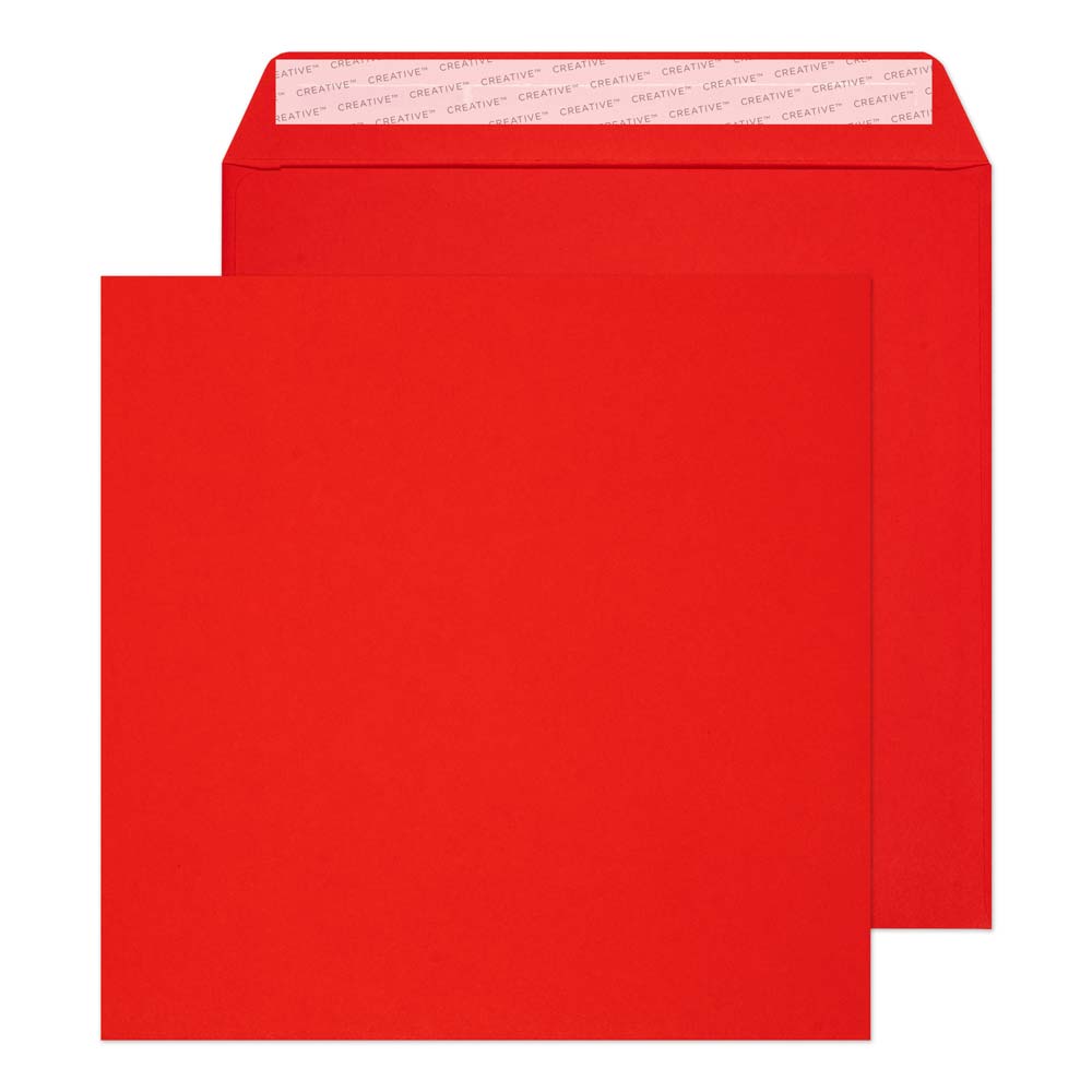 220mm x 220mm Pillar Box Red 120gsm Peel & Seal Envelopes (Qty 250)