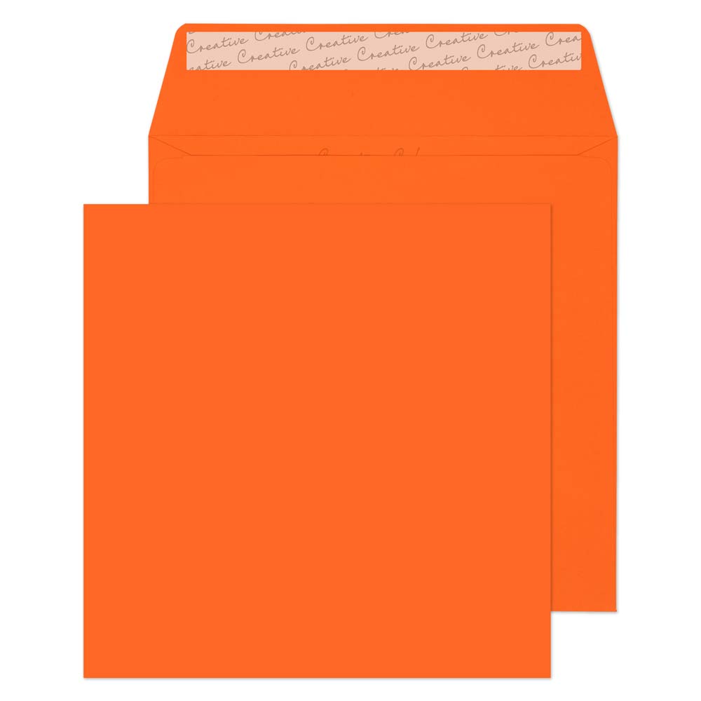 160mm x 160mm Sunset Orange 120gsm Peel & Seal Envelopes (Qty 500)