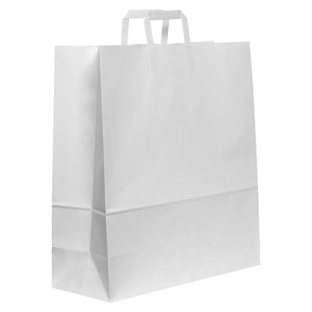 Kraft White Flat Handled Carrier Bag 100gsm Qty 100 450 x 170 x